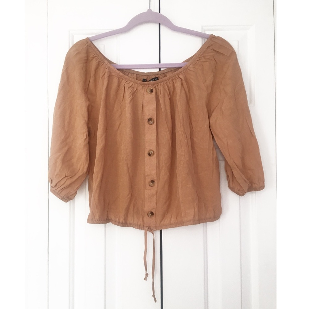 Off The Shoulder Tan Shirt